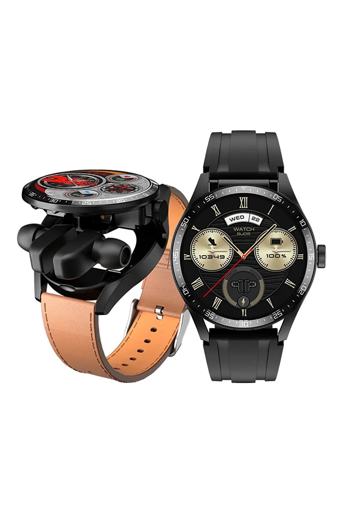 Gt5 Buds Bluetooth Kulaklıklı 2si 1 Arada Gps//siri Destekli Deri Kordonlu Watch Buds Akıllı Saat