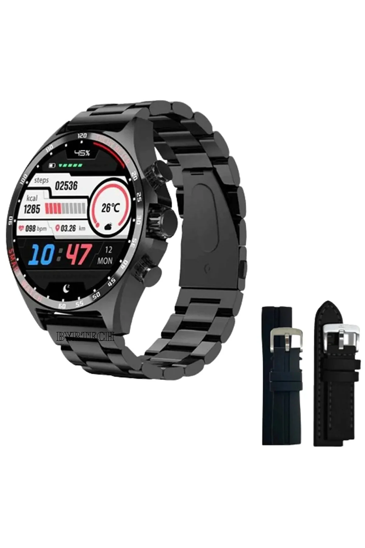 SK27 Business Amoled Ekran Metal / Deri / Silikon Kordonlu Watch 4 Pro Uyumlu Akıllı Saat